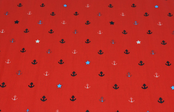 Anker + Sterne (rot) - X003