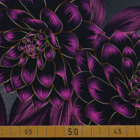 French Terry mit violett-schwarzem Blumenmuster | 92% Baumwolle – 150 cm breit, 250 g/m² French Terry mit violett-schwarzem Blumenmuster | 92% Baumwolle – 150 cm breit, 250 g/m²