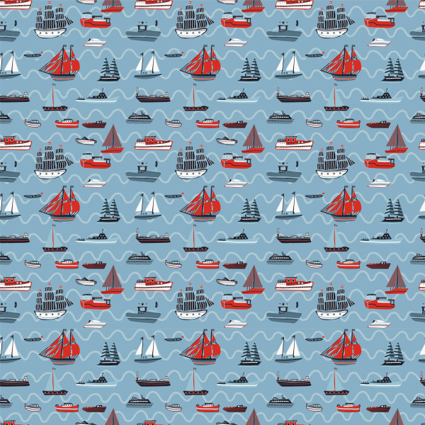 Glünz GmbH, Baumwoll Jersey, Jantje B2012, blau, blue, maritim, boot, schiff, segler, mast, ocean, sailor, sailind, ship, boat