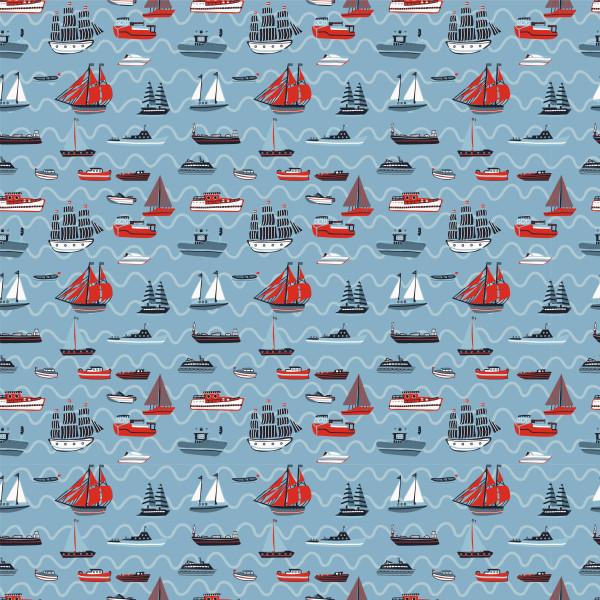 Glünz GmbH, Baumwoll Jersey, Jantje B2012, blau, blue, maritim, boot, schiff, segler, mast, ocean, sailor, sailind, ship, boat