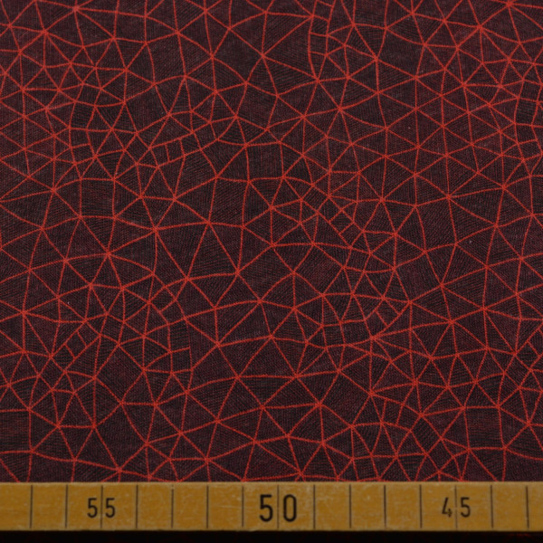 Sweatstoff mit geometrischem Linienmuster in Dunkelrot | Baumwoll-Polyester – 280g/m²