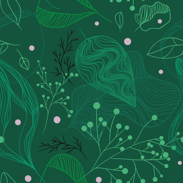 French Terry – Florales Muster in Grün | 95% Baumwolle, 5% Elasthan, 150 cm, 250 g/m²