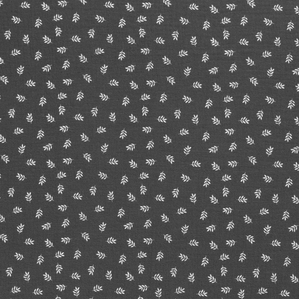 Glünz GmbH, Baumwoll Musselin, Blatt, Zweig, Z1564, grau, grey
