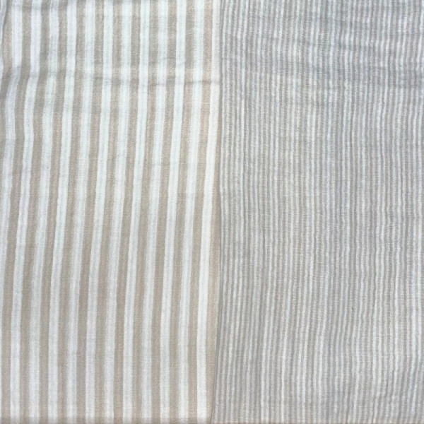 Musselin Doubleface – Garngefärbt Pebble & Offwhite | Hochwertiger Baumwollstoff