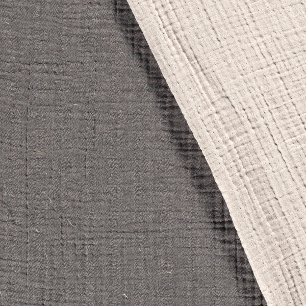 Musselin dunkelgrau/beige – 4-lagig, 130 cm breit, 230 g/m²