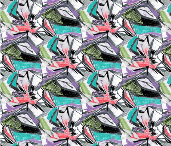 Glünz GmbH, Anja T041, Baumwolle Krepp, Crepe, Sommer, leicht, Schraffur, abstract, abstrakt, türkis, turquoise, green, grün, violett, lilac, pink