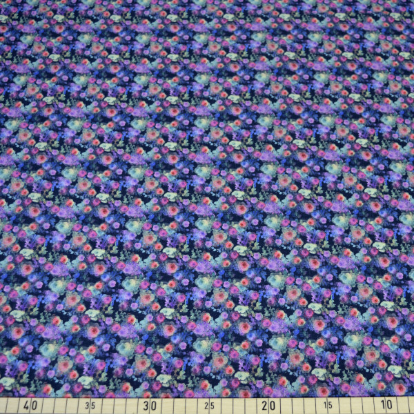 Glünz GmbH, Anja T017, Baumwolle Krepp, Crepe, leicht, blüte, blume, flower, blossom, pink, rosa, violett, lilac, lila, marine, navy, blau, blue, 