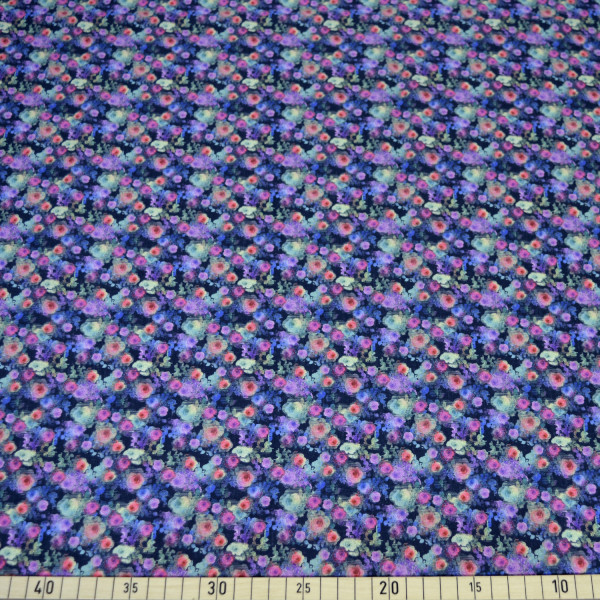 Glünz GmbH, Anja T017, Baumwolle Krepp, Crepe, leicht, blüte, blume, flower, blossom, pink, rosa, violett, lilac, lila, marine, navy, blau, blue,