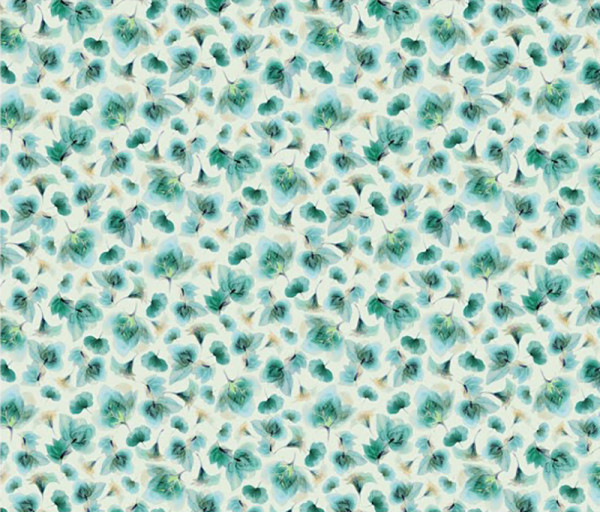 Glünz GmbH, Anja T038, Baumwolle Krepp, Crepe, Sommer, leicht, leaf, leaves, blatt, blätter,türkis, turquoise