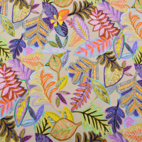 Viskose Jersey – 94% Viskose, 6% Elasthan – Farbiges Blättermuster auf neutralem Hintergrund – 150 cm breit, 230 g/m² Viskose Jersey – 94% Viskose, 6% Elasthan – Farbiges Blättermuster auf neutralem Hintergrund – 150 cm breit, 230 g/m²