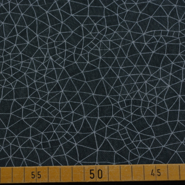 Sweatstoff mit geometrischem Linienmuster in Schwarz | Baumwoll-Polyester-Mix – 280g/m²