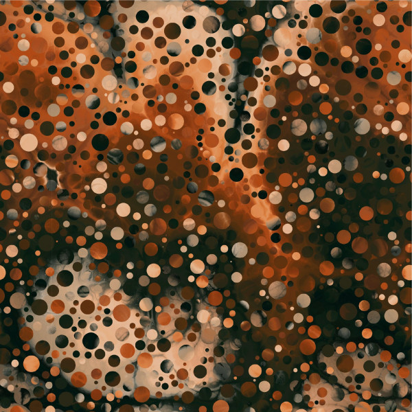 Glünz GmbH Baumwoll Jersey, Kaja B2042, Ziegel, brick, brown, braun, schwarz, black, punkte, points, dots, Kreise, circles, digital, batik